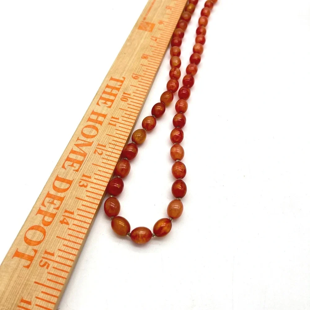 Sarah Coventry Orange Beaded Necklace Vintage Carnelian Style Faceted Oval Beads - Picture 3 of 7